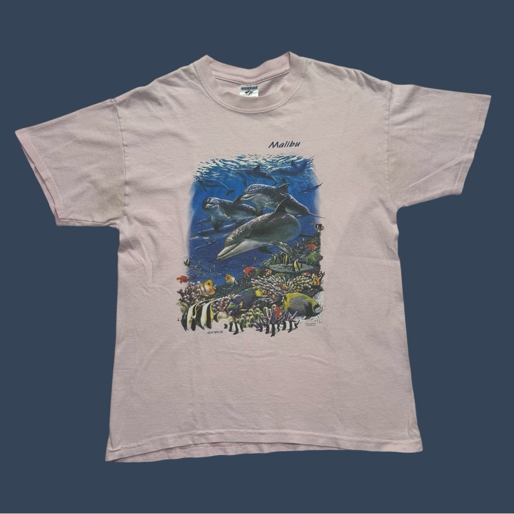 Vintage 90’s Malibu Pale Pink Dolphin Graphic Tee